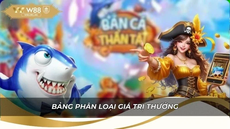 Bảng phân loại giá trị thưởng tại sảnh săn cá Thần Tài