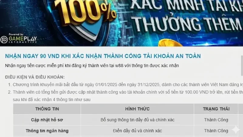 Thưởng đăng ký tài khoản nhận 90k